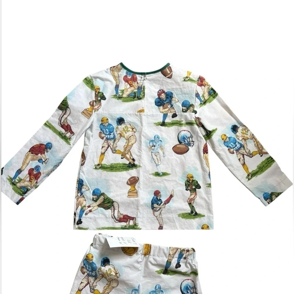 Vintage Boys Pajama Set Handmade Football Print size 7